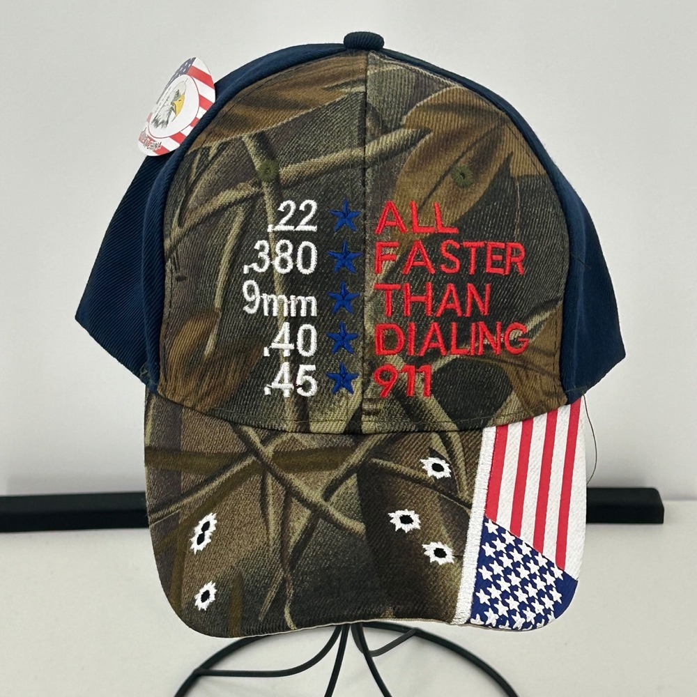 Mens Camo 2nd Amendment Baseball Hat All Faster Than Dialing 911 Cap